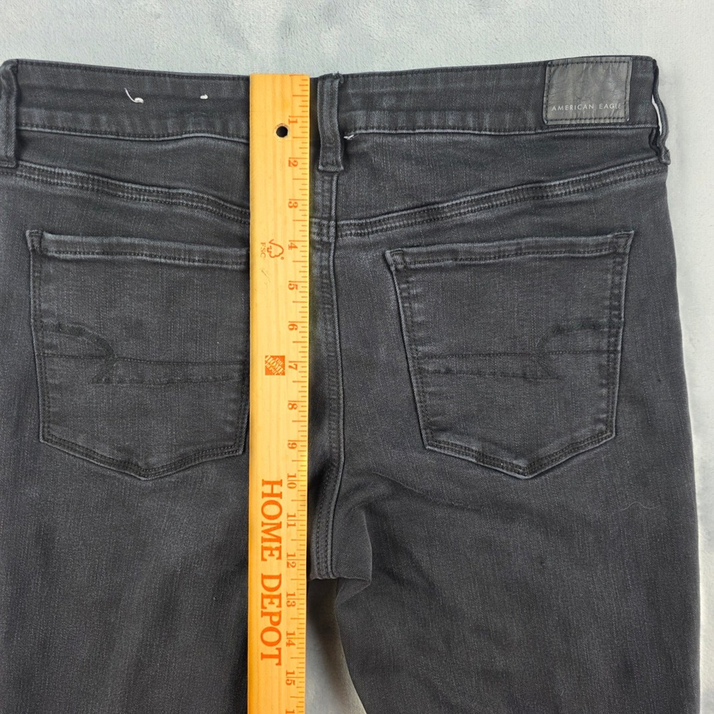 American Eagle Ne(x)t Level Stretch Jegging Jean Black Distressed Womens 12 Long - Picture 9 of 13